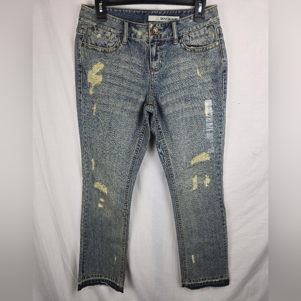 NWT DKNY Avenue B Low Rise Slim Fit Straight Leg Blue Denim Jeans Sz 6